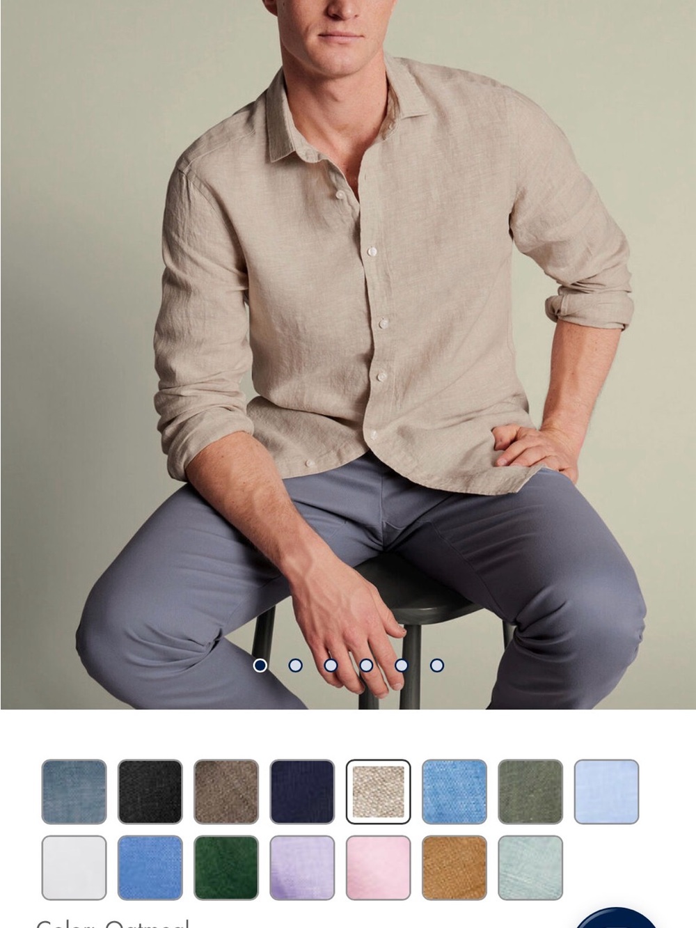 NWT Charles Tyerwhitt Men’s 100% Linen Button-Up Shirt, slim fit Medium - Picture 7 of 8